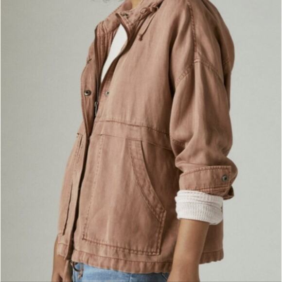 Utility Spring Anorak Jacket with Hoodie Size Small Blush Red - Picture 1 of 12